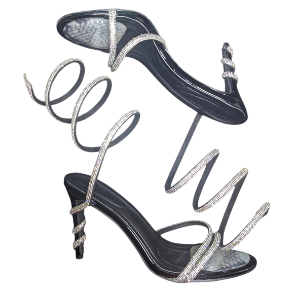 Stheno Stiletto Black Open Toe Sandals Women's Size 10 - Picture 6 of 8